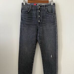 Sundry Ultra High Rise Exposed Button Fly Leopard Trim Jeans Size 27